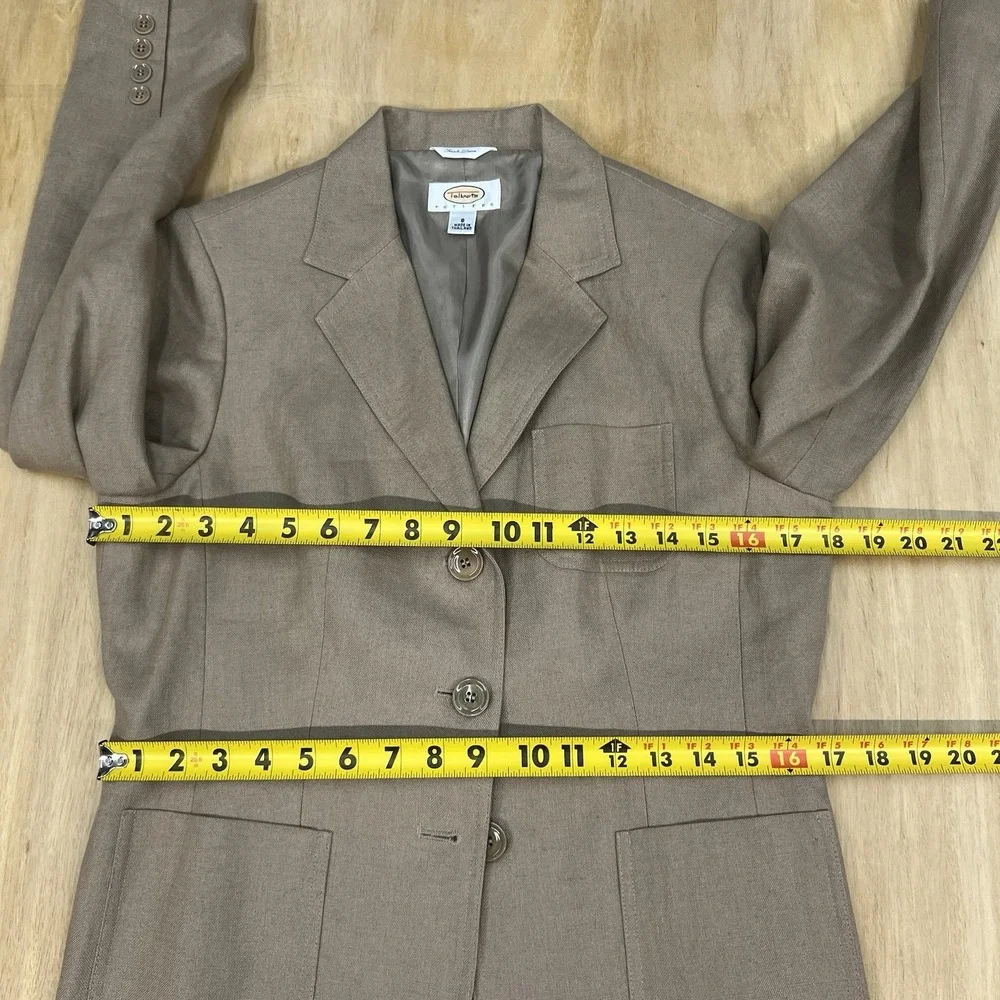 Talbots Irish Linen Blazer 8 Petite 8P Womens Jacket Light‎ Brown Lined - Picture 8 of 12